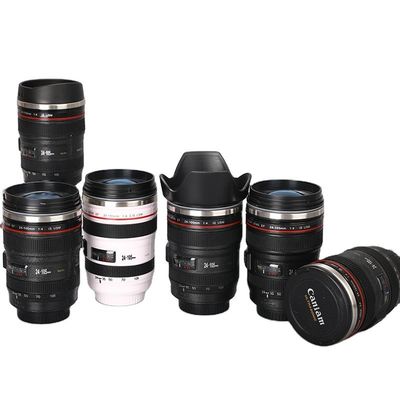 Créatif en acier inoxydable à double paroi 400 ml Lentille de caméra Forme tasse de café Bouteille de voyage