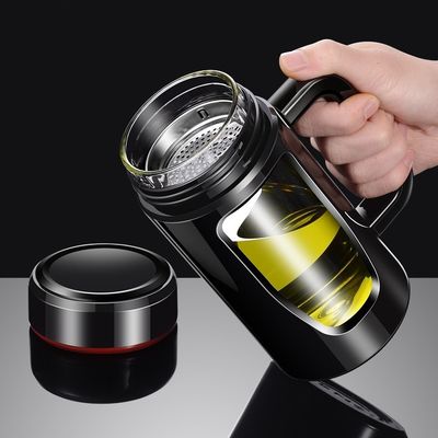Bouteille d'eau de design classique avec double couche d'isolation et poignée en verre antidérapant