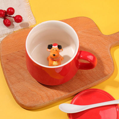 Style minimaliste 309g tasse de café en céramique de Noël 3D Animal Design pour l'ambiance des fêtes