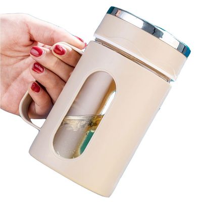 Office 500 ml Bouteille d'eau en verre à logo personnalisé avec manchon en plastique
