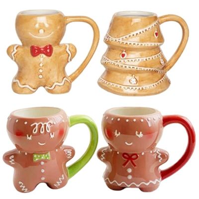 300 ml de dessins animés Cute Noël 3D Homme pain d'épice Ceramique tasse de Noël Durable et amusant