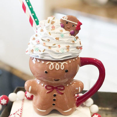 300 ml de dessins animés Cute Noël 3D Homme pain d'épice Ceramique tasse de Noël Durable et amusant