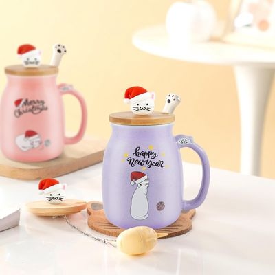380 ml de tasse de café en céramique violette porcelaine tasse de Noël tasse de thé tasses de lait avec couvercle adorable