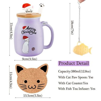 380 ml de tasse de café en céramique violette porcelaine tasse de Noël tasse de thé tasses de lait avec couvercle adorable