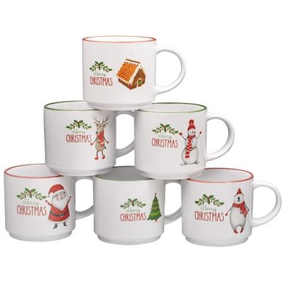 14 oz tasse de café en céramique Porcelaine Blanche de Noël tasse de café avec un design mignon