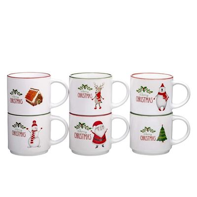 14 oz tasse de café en céramique Porcelaine Blanche de Noël tasse de café avec un design mignon