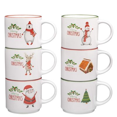 14 oz tasse de café en céramique Porcelaine Blanche de Noël tasse de café avec un design mignon