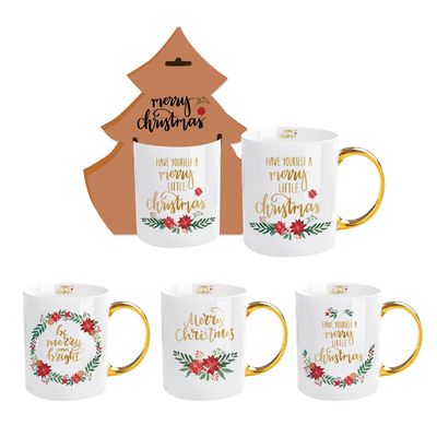 14 oz tasse de café en céramique Porcelaine Blanche de Noël tasse de café avec un design mignon