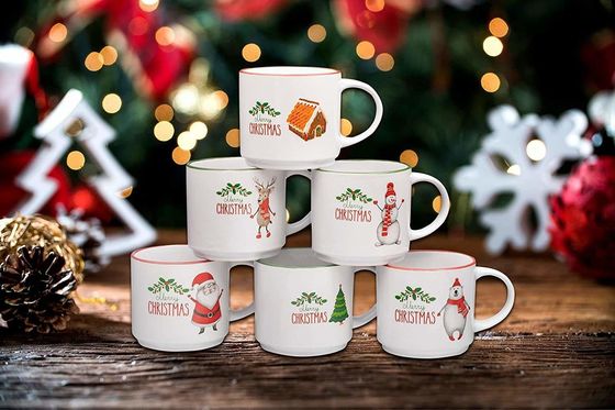 14 oz tasse de café en céramique Porcelaine Blanche de Noël tasse de café avec un design mignon