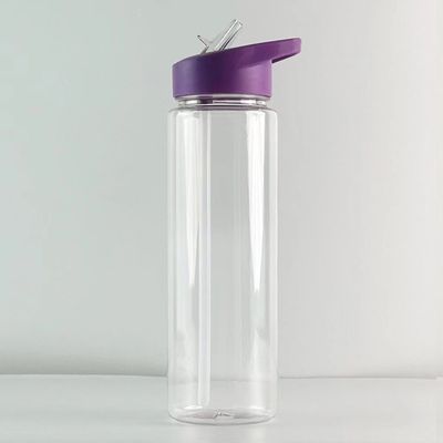Design moderne 350 ml bouteille d'eau en plastique clair sans BPA avec paille pour les voyages