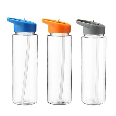 Design moderne 350 ml bouteille d'eau en plastique clair sans BPA avec paille pour les voyages