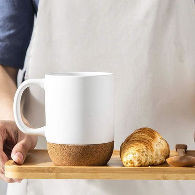 Logo personnalisé 15oz Sublimation Porcelaine tasse à café tasse en céramique avec poignée couvercle et fond en bois