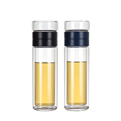 Logo personnalisé Bouteille d'eau en verre Portable à double couche