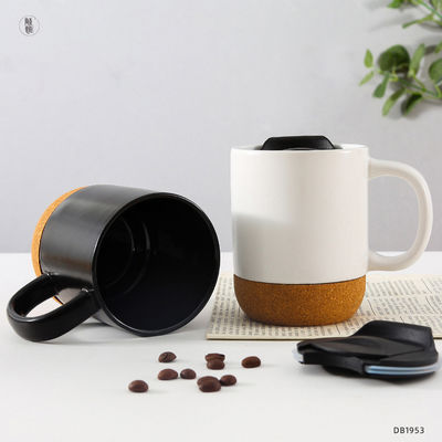 Logo personnalisé 15oz Sublimation Porcelaine tasse à café tasse en céramique avec poignée couvercle et fond en bois