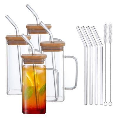 Coupe en verre carré avec couvercle au sommet Vente de tasses de café glacé