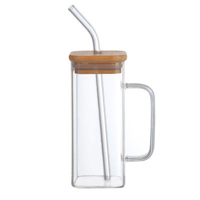Coupe en verre carré avec couvercle au sommet Vente de tasses de café glacé