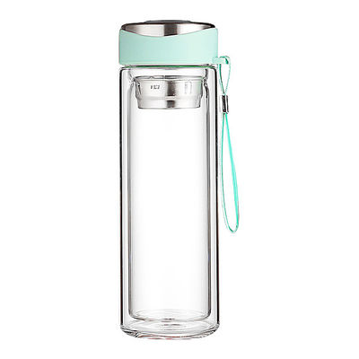 Bouteille d'eau en verre borosilicate écologique avec infuseur de thé sans BPA et à l'épreuve des fuites