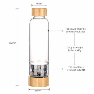 Bouteille d'eau en verre de design professionnel avec cristal et pierres précieuses Capacité 500ml