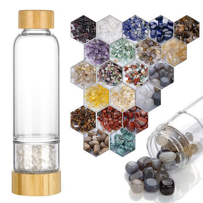 Bouteille d'eau en verre de design professionnel avec cristal et pierres précieuses Capacité 500ml