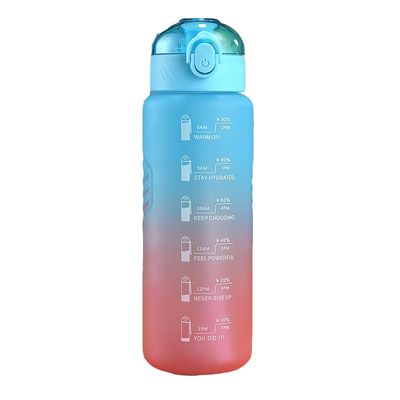 1000ml Coupe en plastique bouteille de couleur progressive sans BPA Coupe de sport de fitness en plein air avec paille