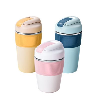 350 ml 480 ml mignon tasse de voyage à double paroi café isolé tumbler vide tasse thermique avec paille