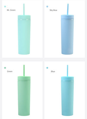 Accessoires sans aucun Vente élevée Bouteille d'eau en plastique colorée de 16 oz avec paille et couvercle