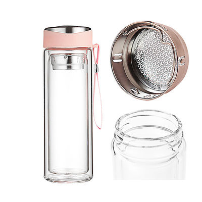 Tombouille en verre à double paroi avec infuseur de thé pour l'impression par sublimation à faible MOQ