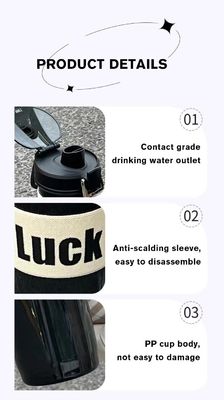TOUR 600 ml tasse en plastique bouteille d'eau transparente portable avec corde et paille