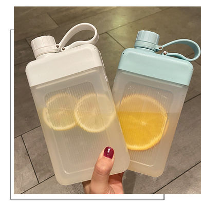 450 ml de bicarbonate de soude sans BPA Portable étanche en PP plastique carré Flasque de jus de sport avec couvercle et capuchon