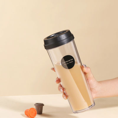 320 ml/420 ml/520 ml/700 ml réutilisable à double paroi en plastique, tasse à thé transparente avec couvercle
