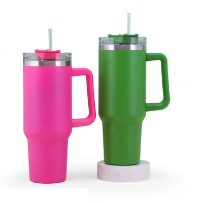 OEM 40 OZ Tumbler avec poignée en acier inoxydable 18/8 Vacuum Voyage tasse de café et paille