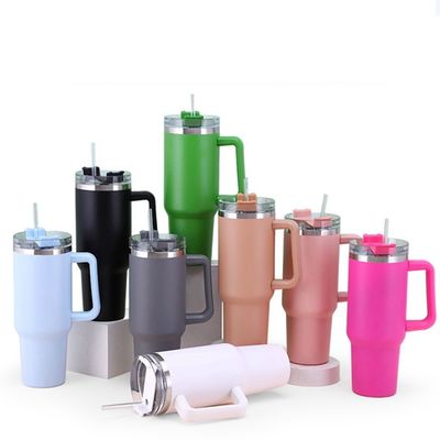 OEM 40 OZ Tumbler avec poignée en acier inoxydable 18/8 Vacuum Voyage tasse de café et paille