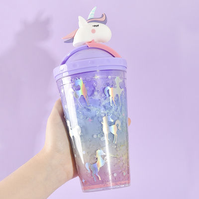 430 ml de capacité Bouteille d'eau extérieure à la mode Cute Unicorn Forme étanche à la fuite avec couvercle
