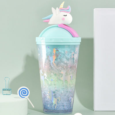 430 ml de capacité Bouteille d'eau extérieure à la mode Cute Unicorn Forme étanche à la fuite avec couvercle