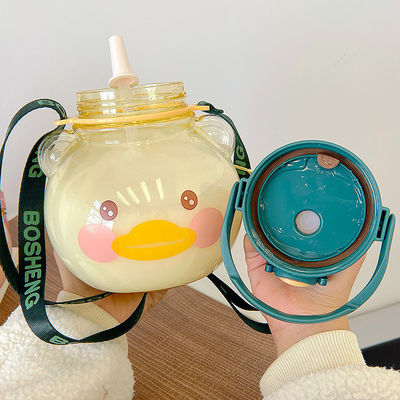 Couleur personnalisée 1L Bouteille d'eau de grande capacité Transparent Bear Drink Cup Avec Paille