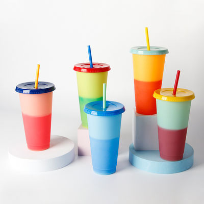 Retour à l'école 16oz/24oz BPA libre tasse de café en plastique bouteille d'eau froide avec couvercle et paille