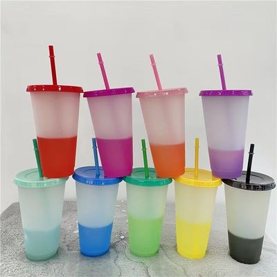 Retour à l'école 16oz/24oz BPA libre tasse de café en plastique bouteille d'eau froide avec couvercle et paille
