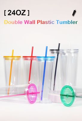 Bouteille d'eau claire 710ml simple et élégant sur mesure avec couvercle et impression de logo à la paille acceptée