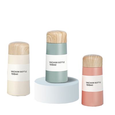 Bouteille d'eau à double paroi en acier inoxydable à grain de bois mini pour une couleur personnalisée