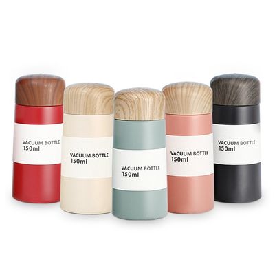 Bouteille d'eau à double paroi en acier inoxydable à grain de bois mini pour une couleur personnalisée