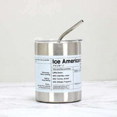Item Logo personnalisé 320ml/600ml Double paroi en acier inoxydable mince étroite isolation tasses de café avec couvercle et paille
