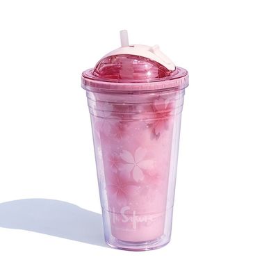 Isolation thermique Bouteille d'eau à fleurs de cerisier 480 ml Logo personnalisé Coupe en plastique