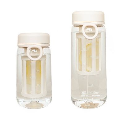 Bouteille d'eau en plastique transparente extérieure avec infuseur de thé de 450 ml / 600 ml