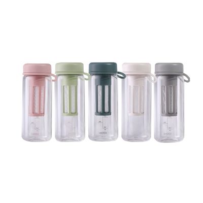 Bouteille d'eau en plastique transparente extérieure avec infuseur de thé de 450 ml / 600 ml