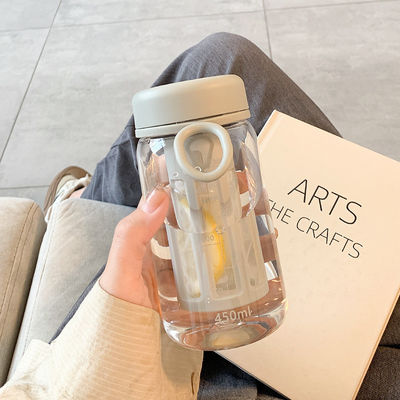 Bouteille d'eau de sport en plastique imperméable à 600 ml avec infuseur et marqueur de temps sans BPA