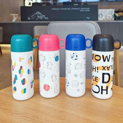 Bouteille d'eau pour enfants en acier inoxydable 316 Cute Tumbler Cup Thermos Portable Flasque de sport extérieur avec couvercle