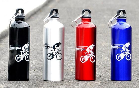 750ml Impression personnalisée de logo en métal en aluminium Bouteille d'eau de vélo avec carabineur pour l'extérieur