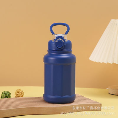 Bouteille d'eau de sport en plein air en acier inoxydable avec paille Grande capacité 1000ml Logo personnalisé