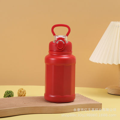 Bouteille d'eau de sport en plein air en acier inoxydable avec paille Grande capacité 1000ml Logo personnalisé