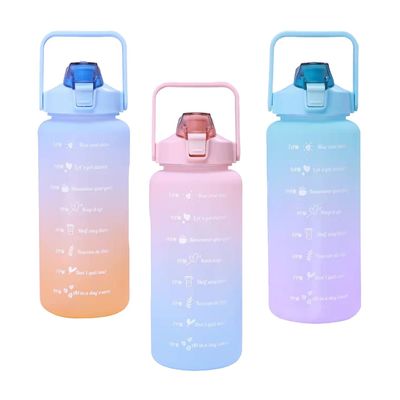 Bouteille d'eau de sport en paille en plastique, grande capacité, couleur dégradée, tasses à boire en extérieur